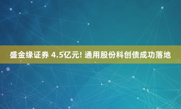盛金缘证券 4.5亿元! 通用股份科创债成功落地
