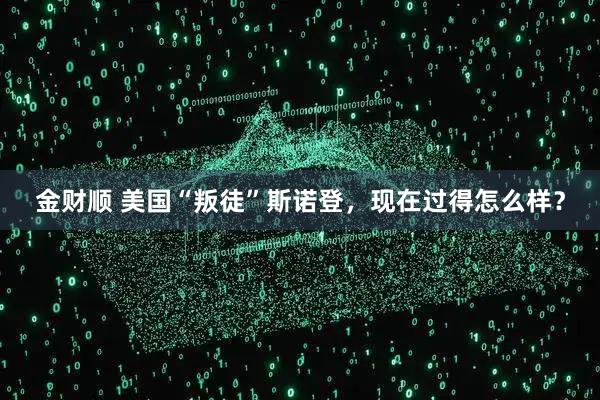 金财顺 美国“叛徒”斯诺登，现在过得怎么样？